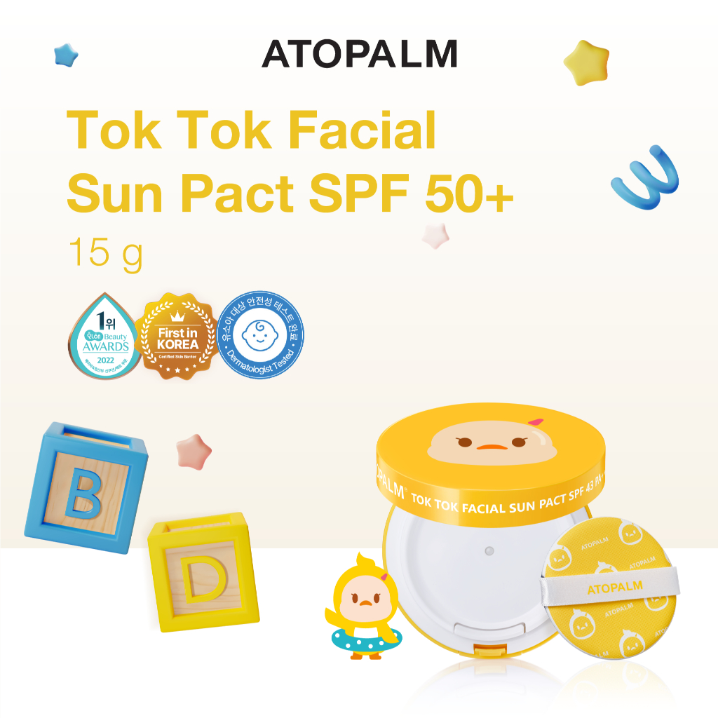 ATOPALM Tok Tok Facial Sun Pact SPF43 PA+++ 15g - Sunscreen Cushion Anak