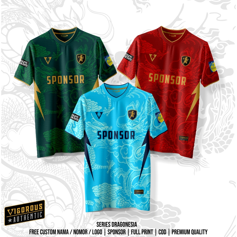 Jersey Futsal / Sepak Bola Dragonesia Ukuran Dewasa & Anak Custom Nama / Nomor / Sponsor