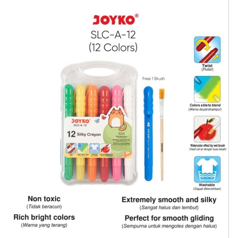 

Crayon Joyko Putar Silky 12 Warna SLC-A-12