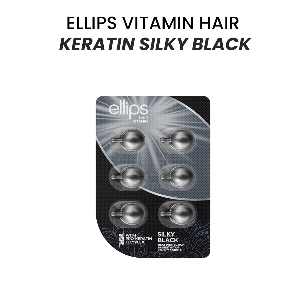 ELLIPS Vitamin Rambut Silky Black 1ml 6pcs – Perawatan Rambut Kering Rontok & Rusak