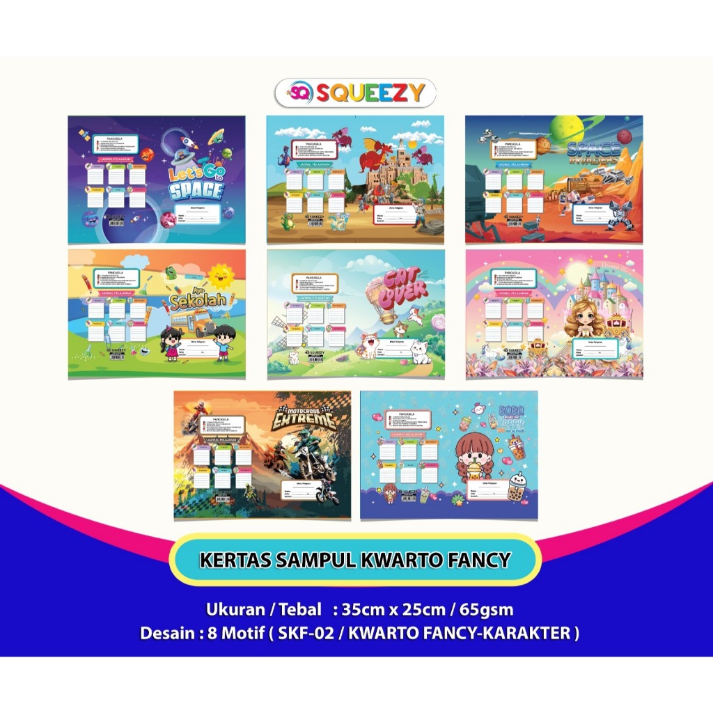 

Kertas Sampul Fancy Karakter Uk Kwarto Bahan LWC isi 20 lbr