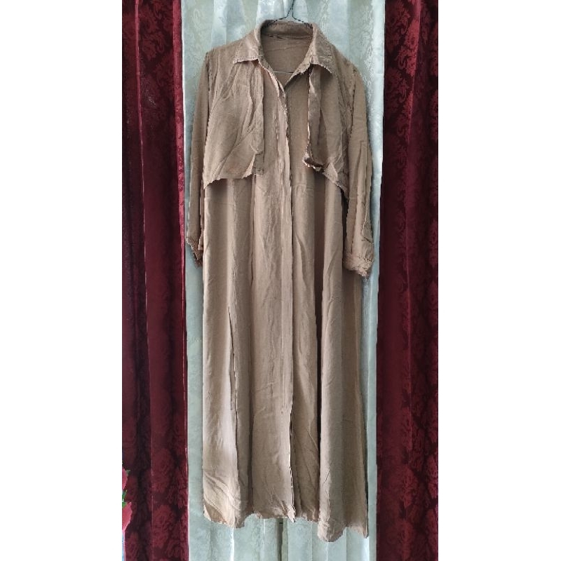 Preloved Gamis Rayon Linen Warna Mocca