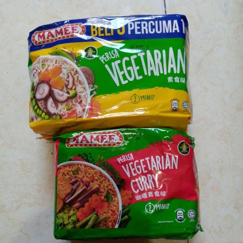 

Promo( Bonus 5+1)Mamee Mie Instan Sup / Kari / Bihun Instant Perisa Vegetarian Noodles 5'st