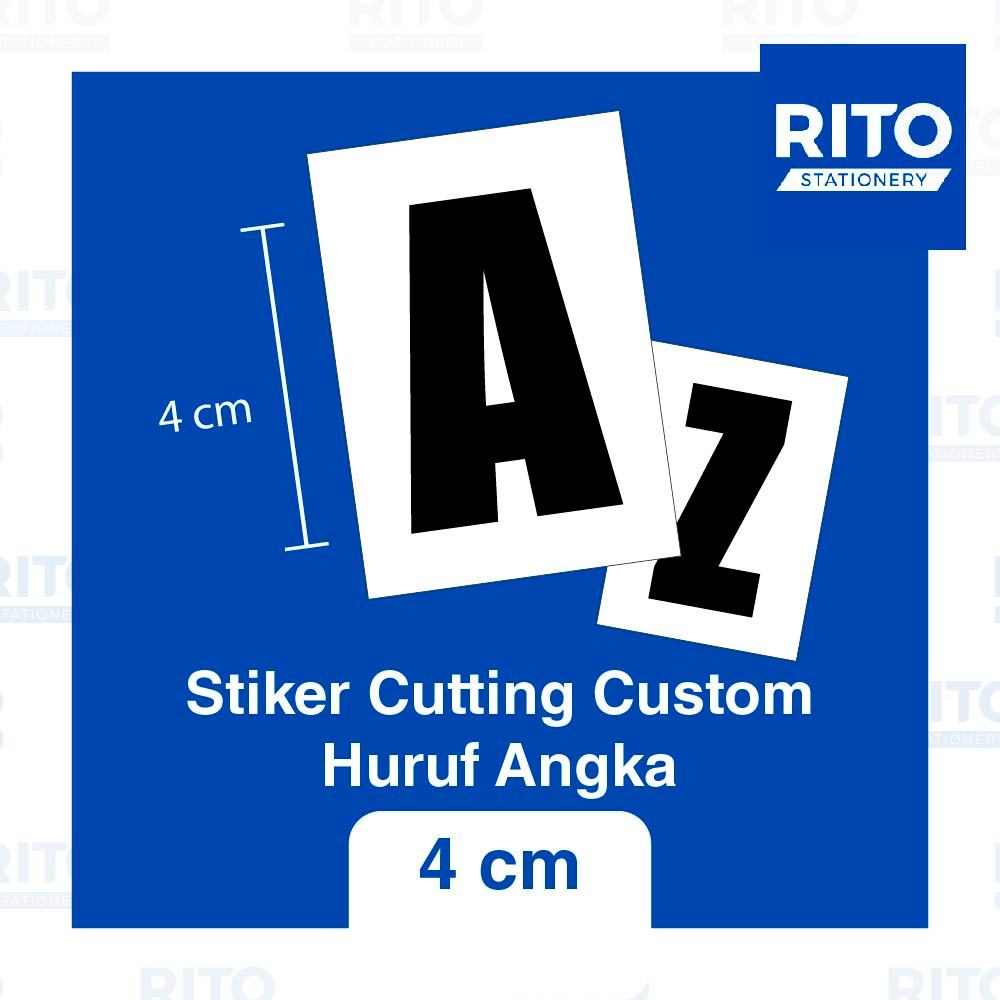 

[RITO] [4 CM] Label Stiker Cutting Huruf / Angka Tahan Air Waterproof Uk. 4 cm