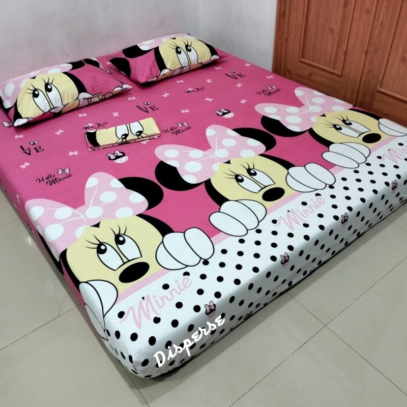 sprei homemade murah motif minnie mouse pink new