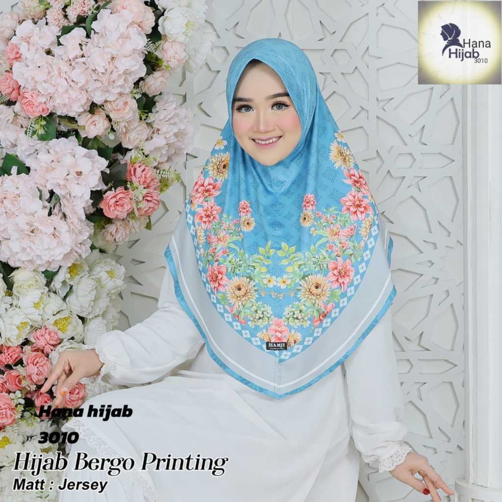 HANA.HIJAB3010 BERGO MOTIF PRINTING BUNGA jilbab instant pet