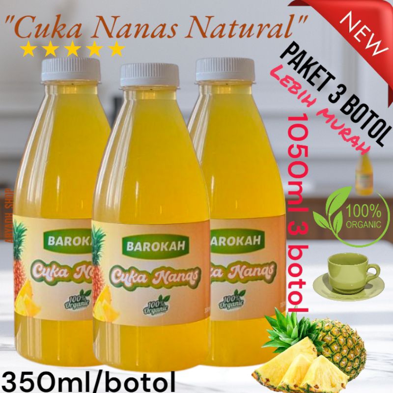 

Cuka Nanas Segar Original Asli Alami Berkualitas Paket 3 Botol Isi @ 350ml Per Kemasan
