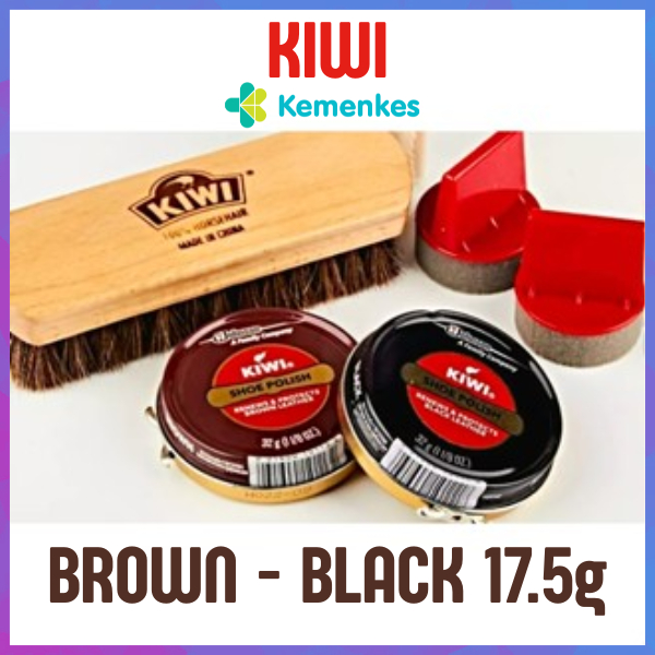 Kiwi Polish Leather, Semir Sepatu Kulit Warna Coklat dan Hitam Ukuran 17,5 ml