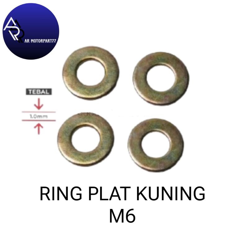 RING PLAT KUNING M6 untuk baut kunci 10