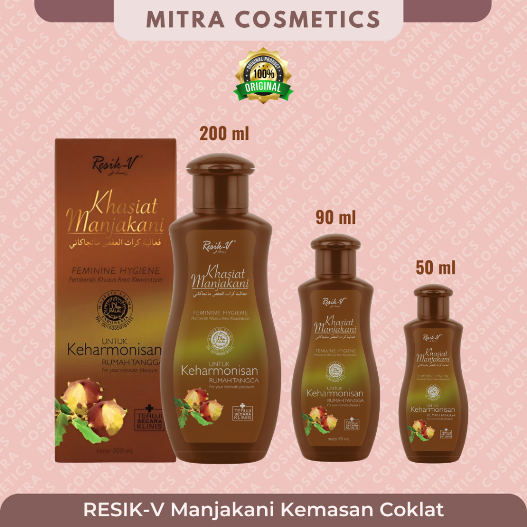 [Mitra Cosmetics] Resik-V Khasiat Manjakani Pembersih Kewanitaan Coklat  50ml / 90ml / 200ml