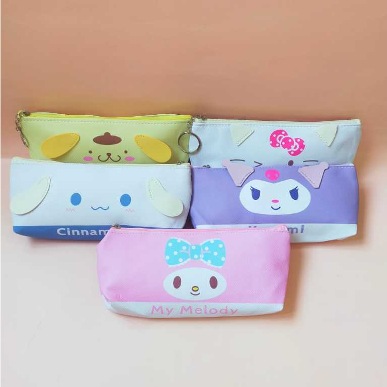 

Tempat Pensil kulit Pu Pouch Sanrio Kotak Pensil tas kosmetik make up kuromi melody purin chinamorol