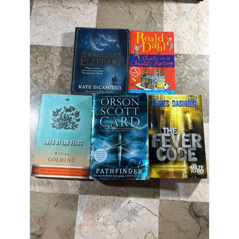 Buku / Novel The Magicians Elephant, Charlie and The Chocolate Factory, Lord Of The Flies, Orson Sco