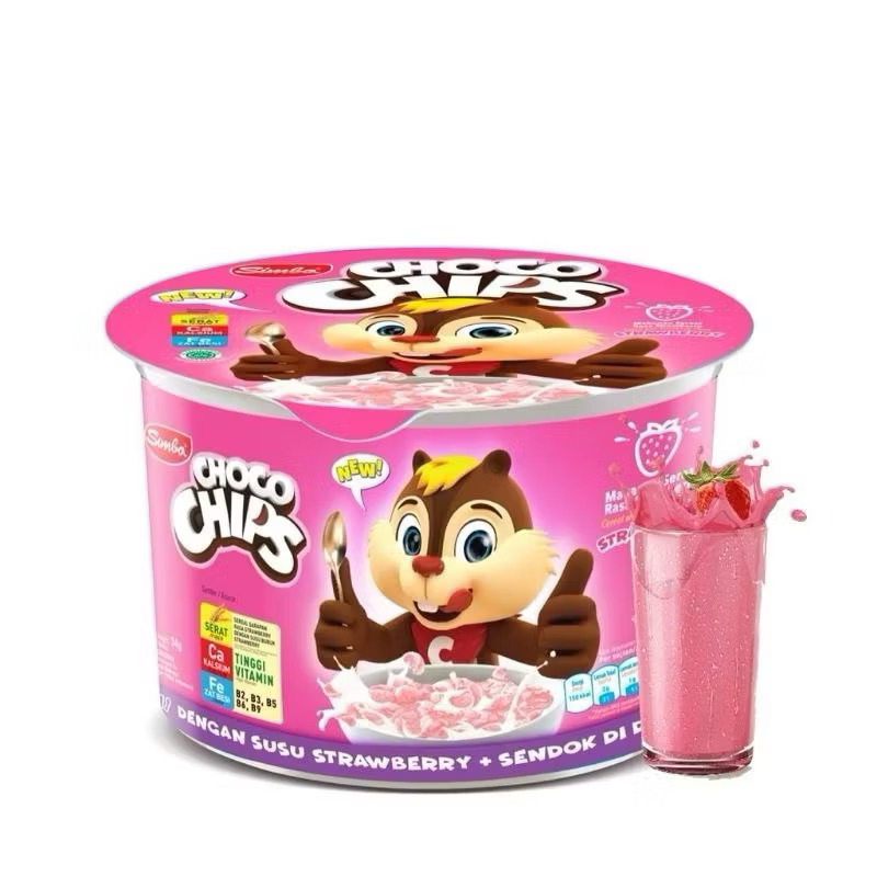 

Choco Chip Cereal SIMBA Cup Susu Strawberry 34 gr