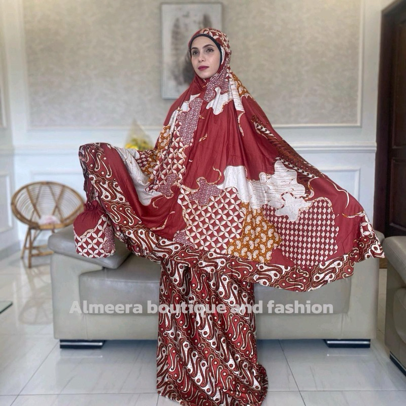 Mukena Aisyah Mukenah Wanita Rayon Mewah Kain Motif