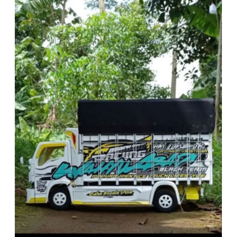 promo miniatur truk trucuk trek bahan kayu asli roda kayu ful variasi bonus terpal dan lampu mainan 
