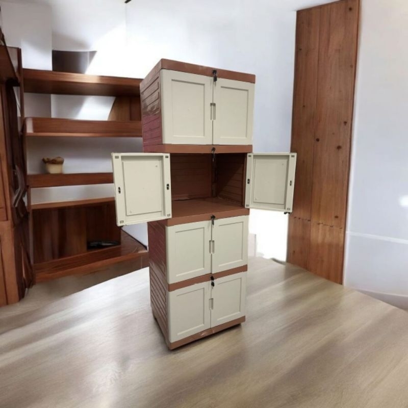 FULL KUNCI Lemari Plastik Lemari Pakaian Mini Rak Susun