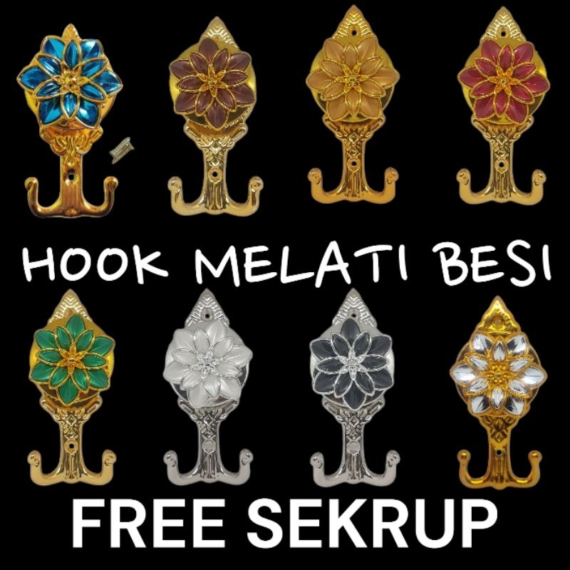 (BESI) Hook gorden MELATI aster besi huk gordyn pengait tali horden cantolan gordeng BONUS SEKRUP
