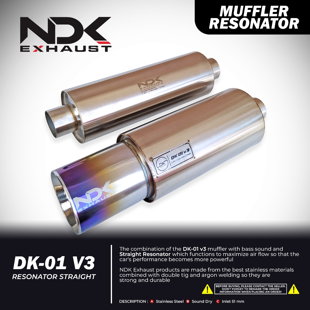 NDK EXHAUST RESONATOR STRAIGHT DAN MUFFLER DK-01V3 MOBIL DAIHATSU FEROZA KNALPOT RACING MOBIL