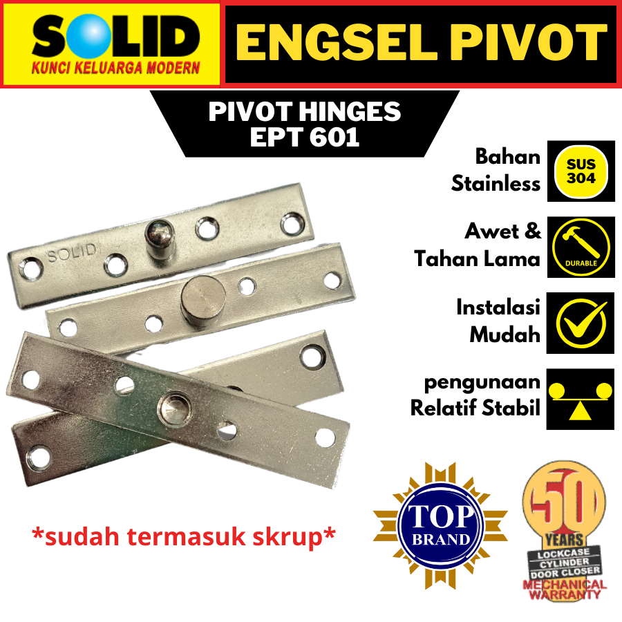 SOLID ENGSEL PIVOT EPT 601 STAINLESS STEEL ENGSEL JENDELA 360 DERAJAT SOLID ENGSEL PUTAR