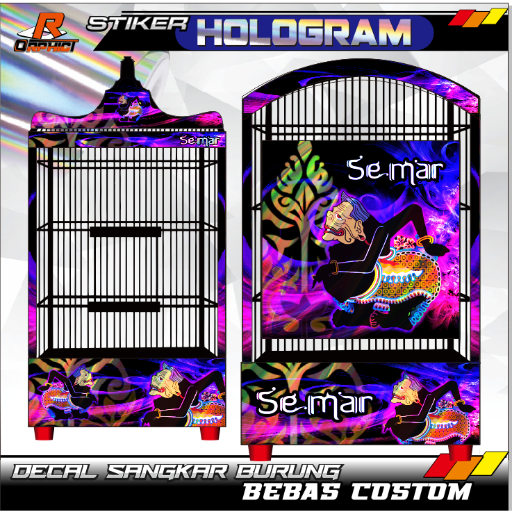 STICKER Hologram DECAL SANGKAR wayang semar KANDANG KOTAK  STIKER ebod jaya oriq diamond radja BNR k