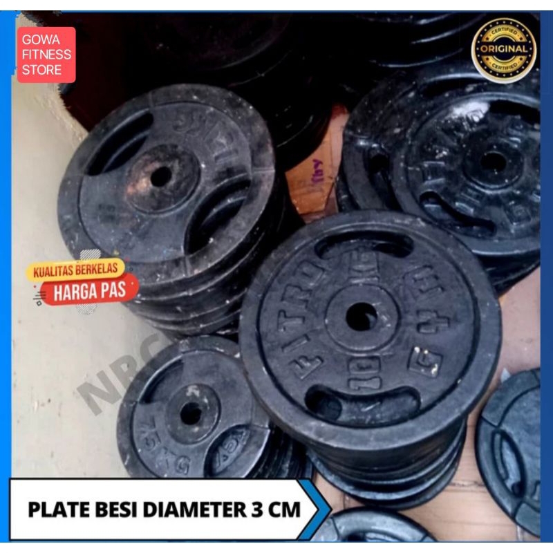 Plate Barbell besi  0,5kg - 25kg diameter 3 cm
