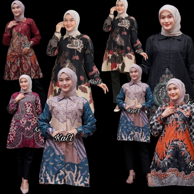 Atasan Tunik Batik Halus Baju Batik Wanita Motif Terpopuler Atasan Tunik Blouse wanita Kekinian Bati
