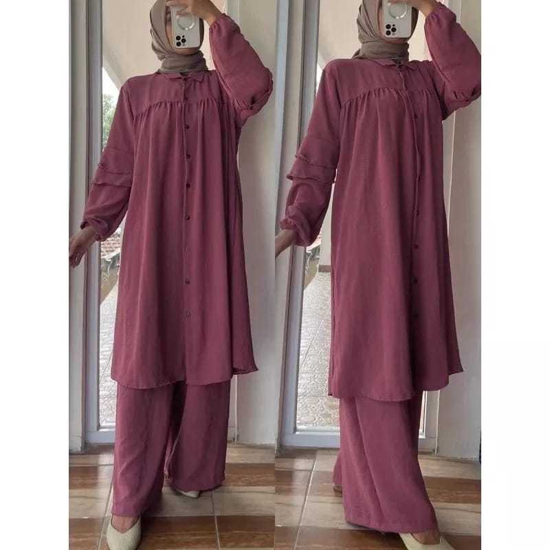 Premium One Set Long Tunik Crinkle Airflow Setcel Long Tunik Cinkle Airflow Setcel Crinkle Setcel