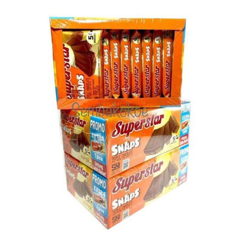 

SUPERSTAR SNAPS TRIPLE CHOCOLATE ISI 5 WAFER PER SACHET MURAH NETTO 12 PCS X 28 GR