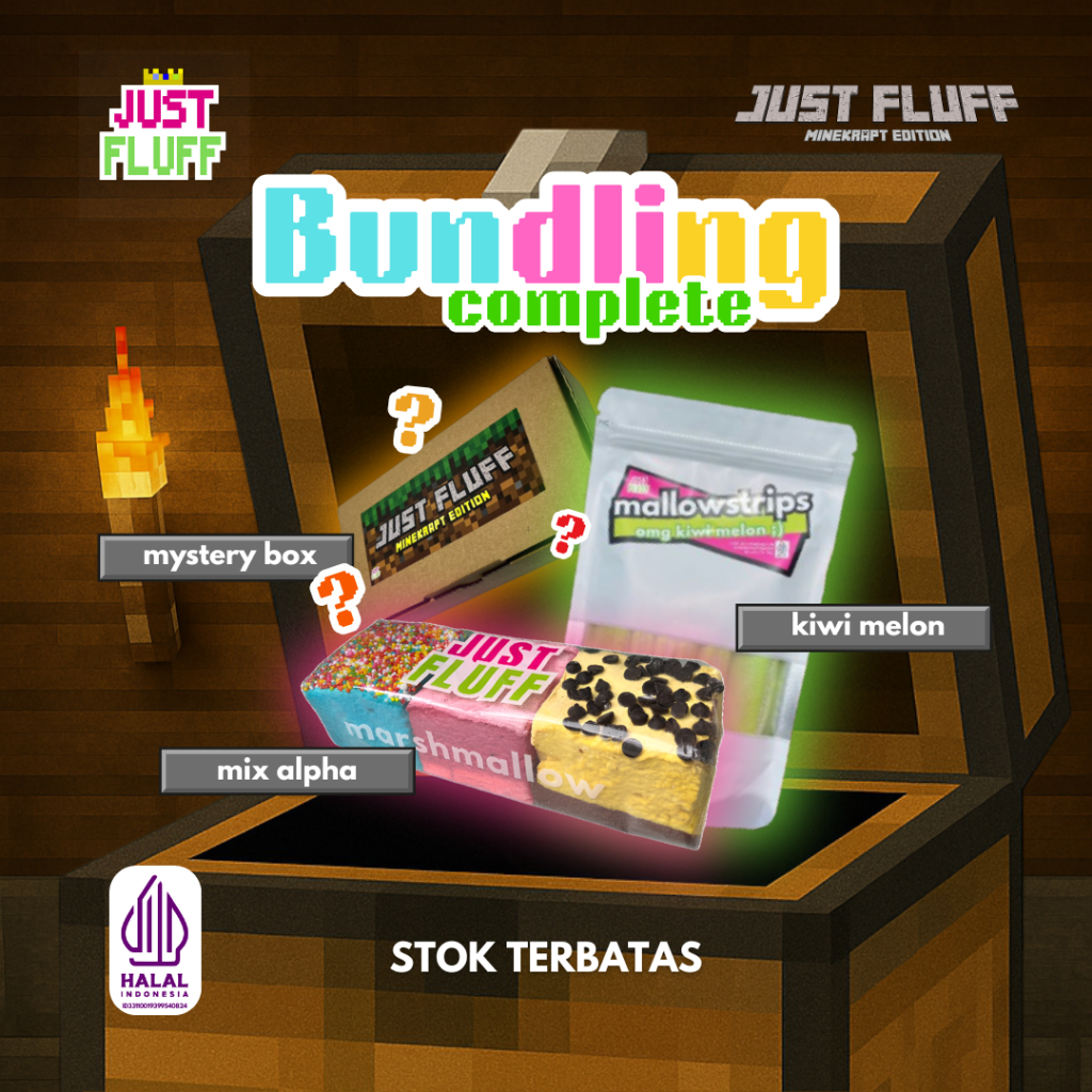 

Justfluff marshmallow Minekrapt Series Mystery Box + Mallowstrips +MixReguler [PROMO] [Halal]