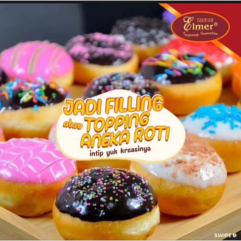 

Elmer Glaze Aneka Rasa / Cokelat Selai / Toping Donat / Toping Cake