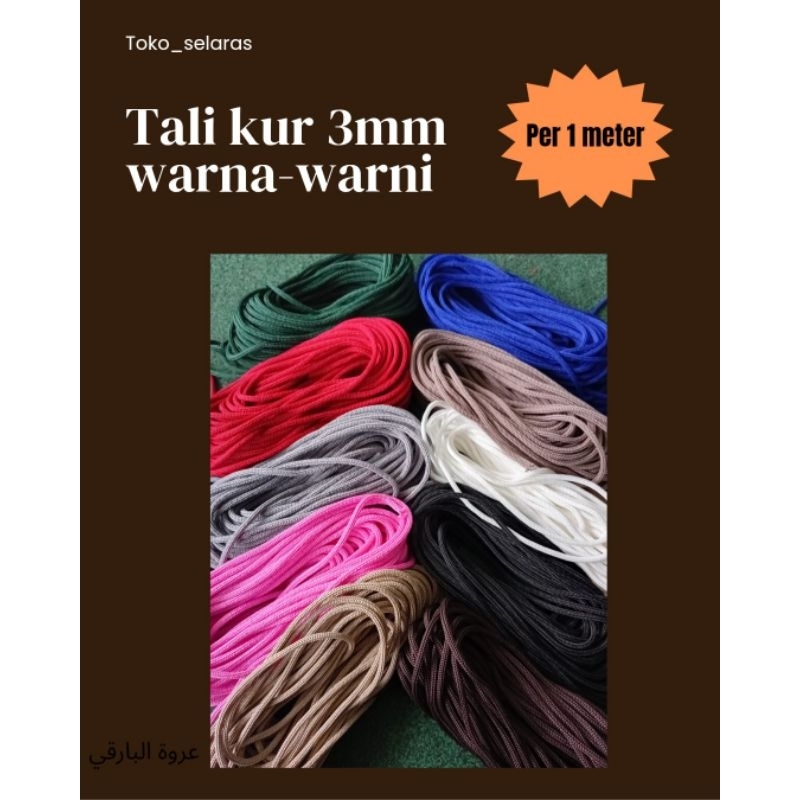 

tali kur warna warni, ukuran 3mm, per 1 meter