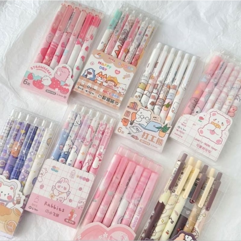 

Pulpen Aesthetic Mekanik Kartun Lucu Fancy Klik