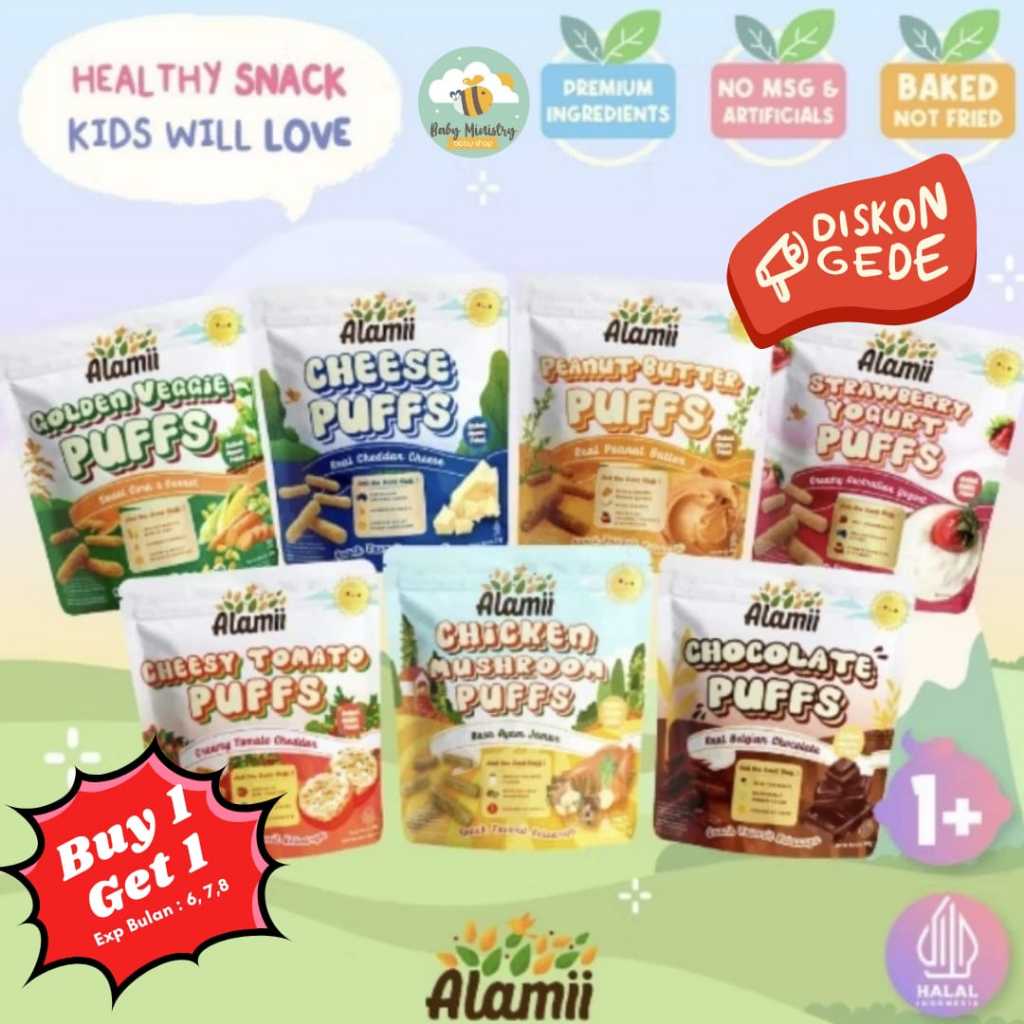 ALAMII PUFFS SNACK SEHAT (BEST SELLER) MAKANAN BAYI) CEMILAN ANAK DAN BAYI / SNACK ANAK 1 TAHUN KEAT