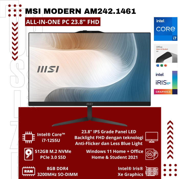 MSI Modern AM242.1461 – All-in-One PC 23.8" FHD