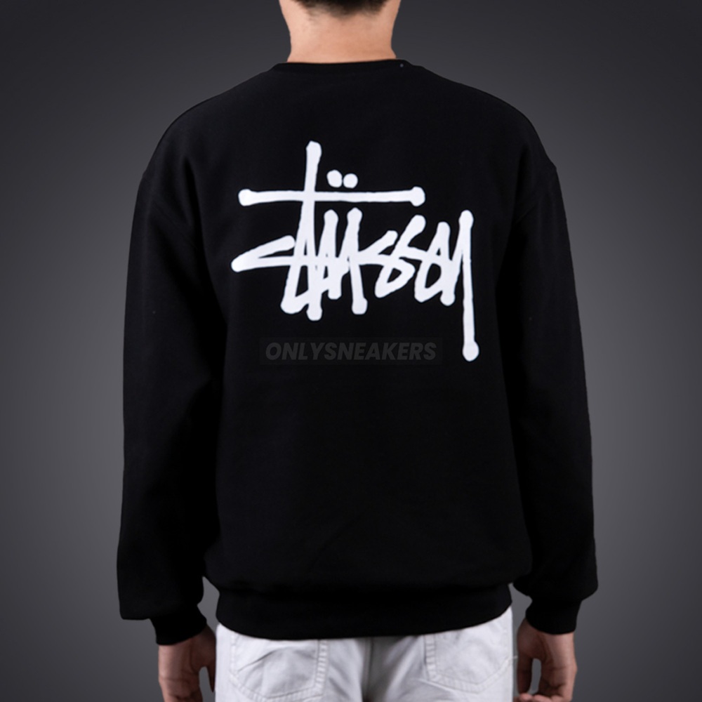 STUSSY BASIC STUSSY BLACK CREWNECK