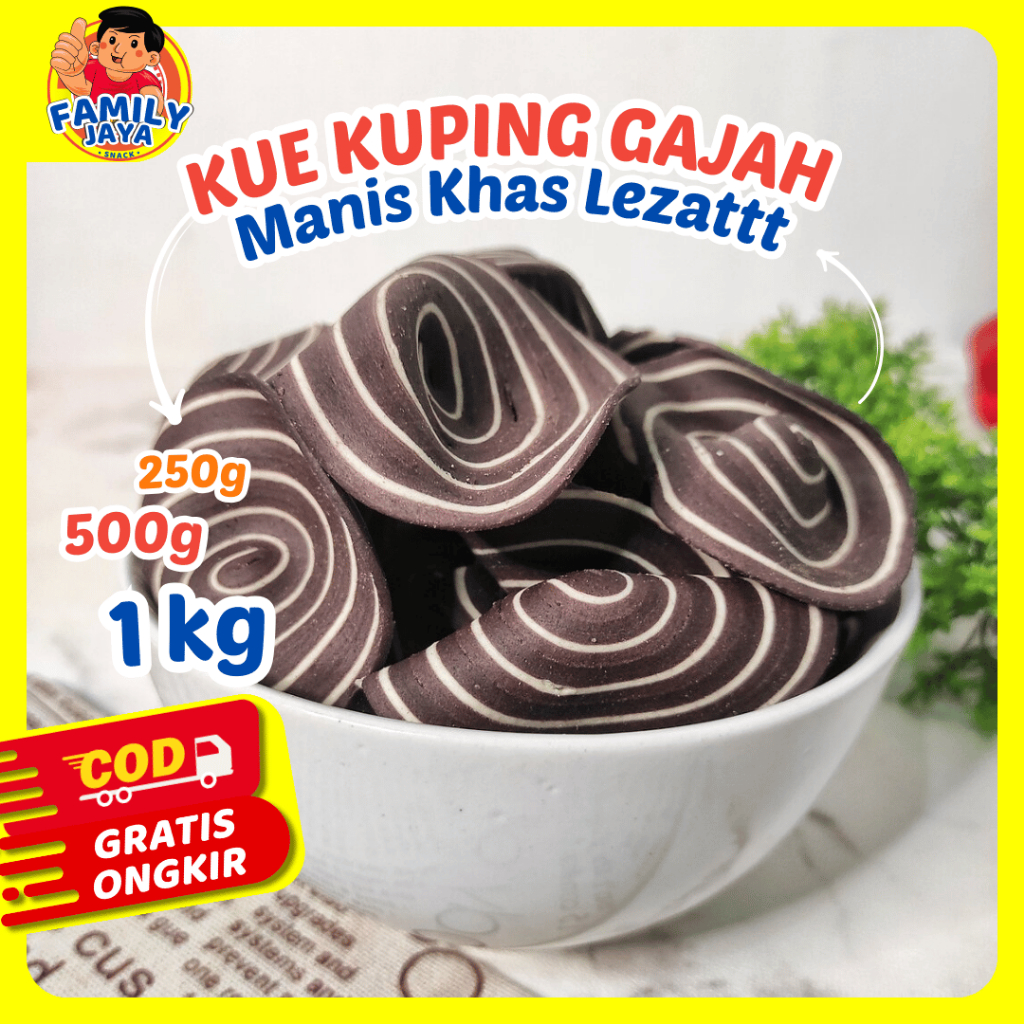 

Kue Kuping Gajah Tradisional Original, Vanila, Pandan Camilan Renyah Legendaris | 250gr 500gr 1000gr