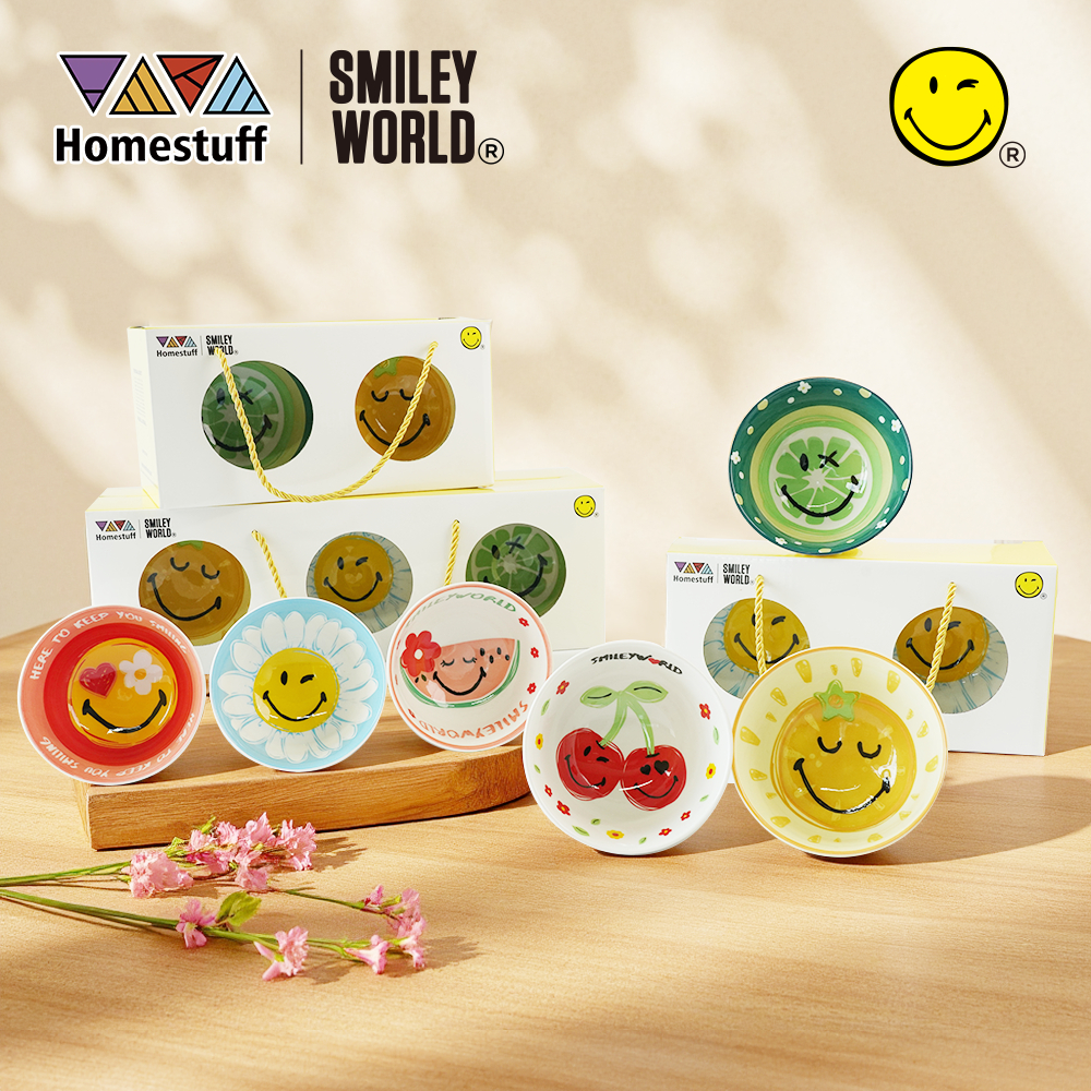 [SNI] HOMESTUFF x SmileyWorld / Hampers Mangkok Set SmileyWorld / Motif SmileyWorld lucu / Bowl Set