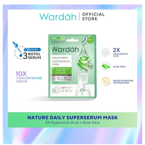 Wardah Nature Daily SuperSerum Mask 20 ml - Sheet Mask Aloe Vera Menyegarkan