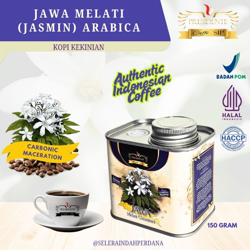 

PROMO Kopi Kaleng Jawa Melati (Jasmin) - 150gr - Presidente Caffe' SIP
