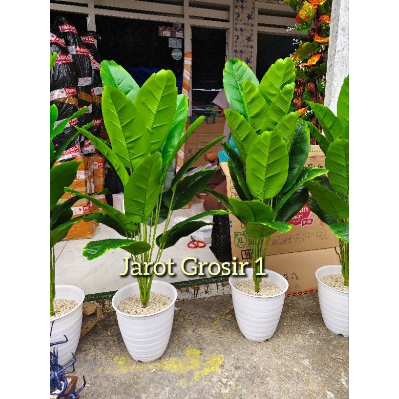 BUNGA HIASAN RUANG TAMU PISANG VAS PLASTIK TINGGI 100CM