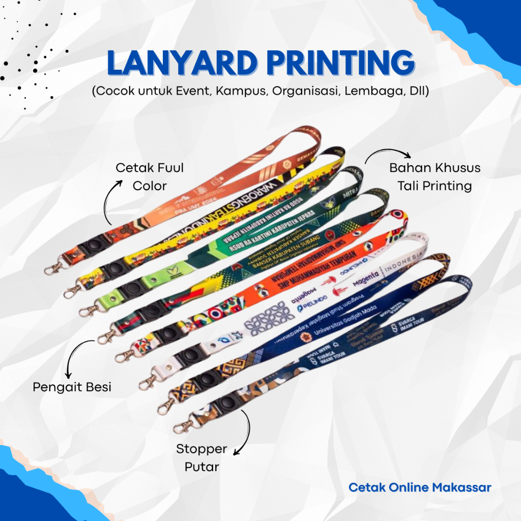 

CETAK LANYARD FULL WARNA CUSTOM COLOR GANTUNGAN ID CARD