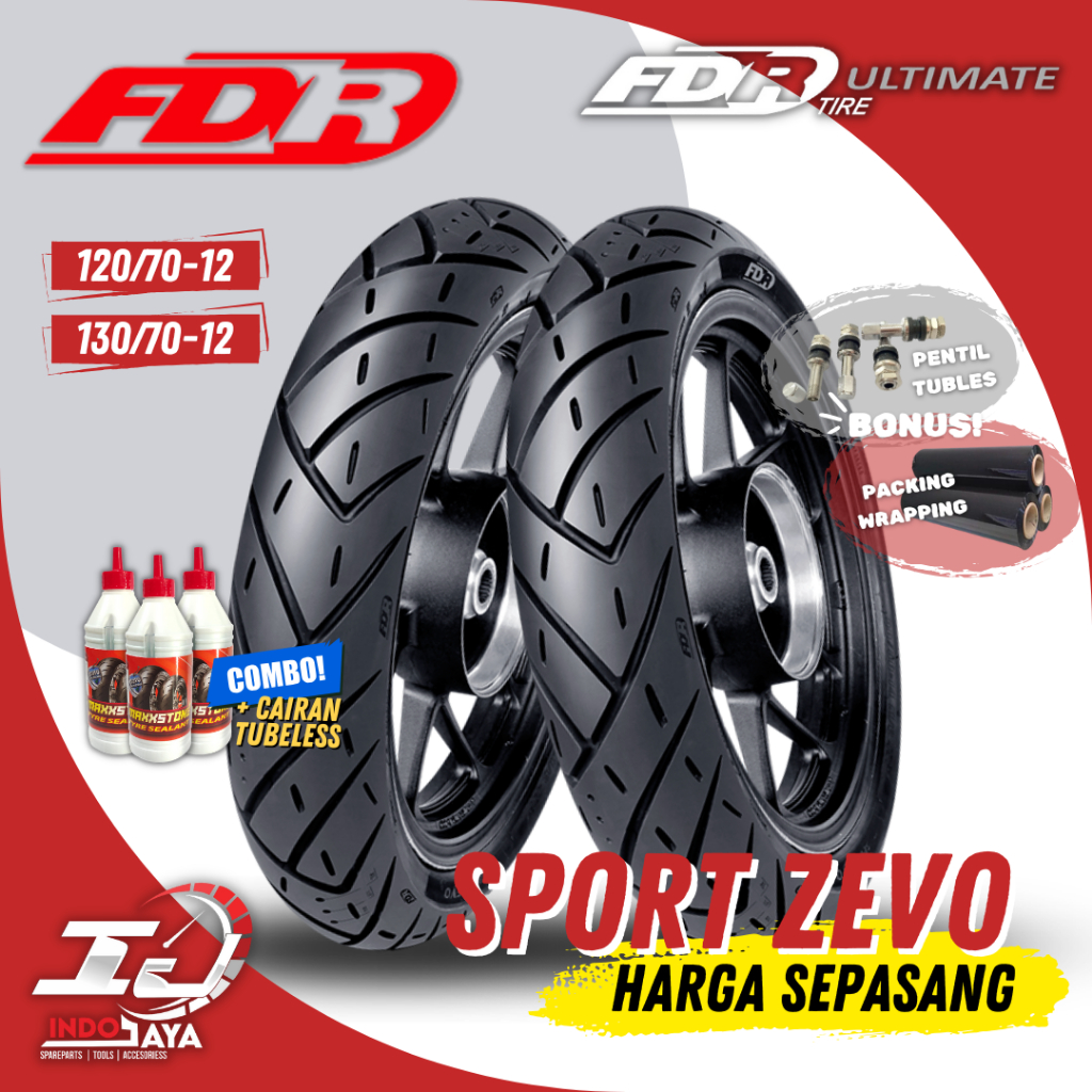 [PAKET MURAH SEPASANG] BAN FDR SPORT ZEVO TUBELESS (120/70-12 & 130/70-12) FDR ULTIMATE ORIGINAL / B