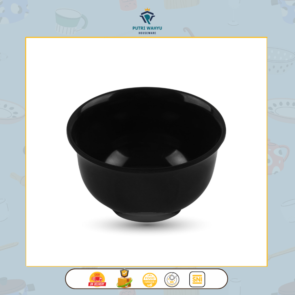 4145 MK hitam Glori  Merek Glori  Jual Glori Melamine Mangkok Nasi, Kuah Pangsit Glori Hitam