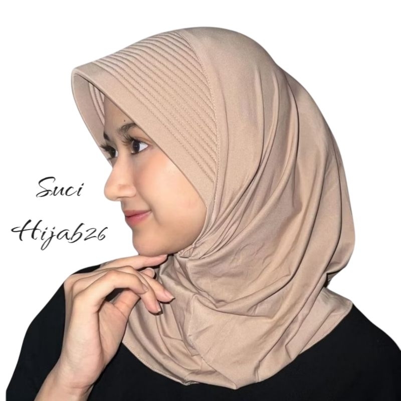Jilbab Sport Instan Pet Tebal Size S - Bergo Sport Polos - Jilbab Instan Bergo