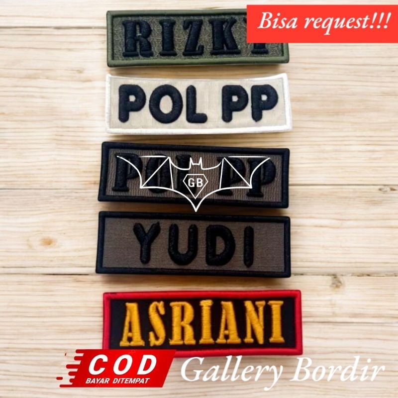 bordir nama pol pp timbul | nama timbul pol pp