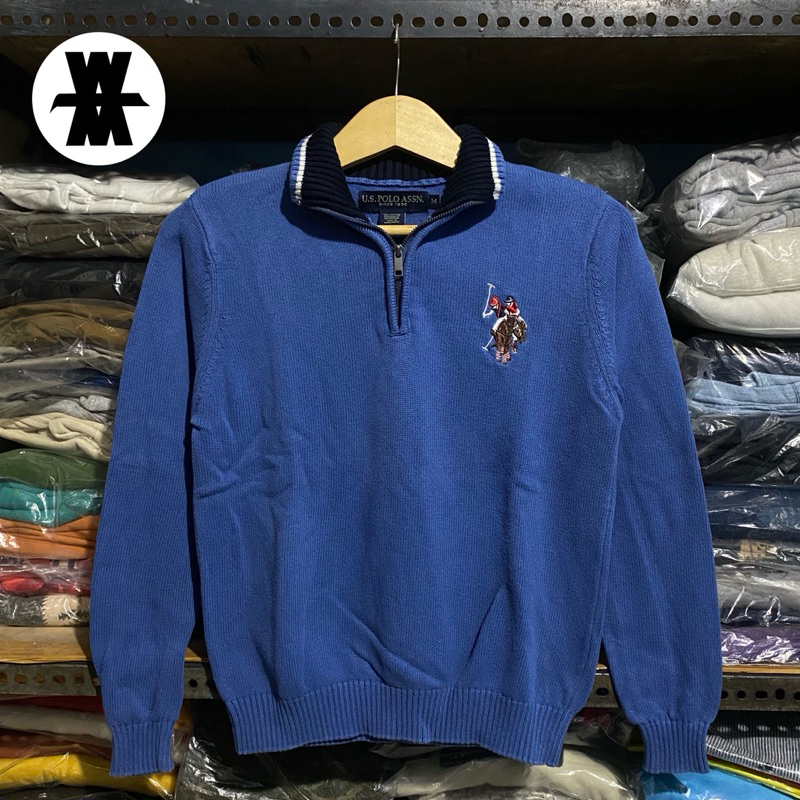 U.S Polo ASSN Halfzip Knit Biru Size M 54x49