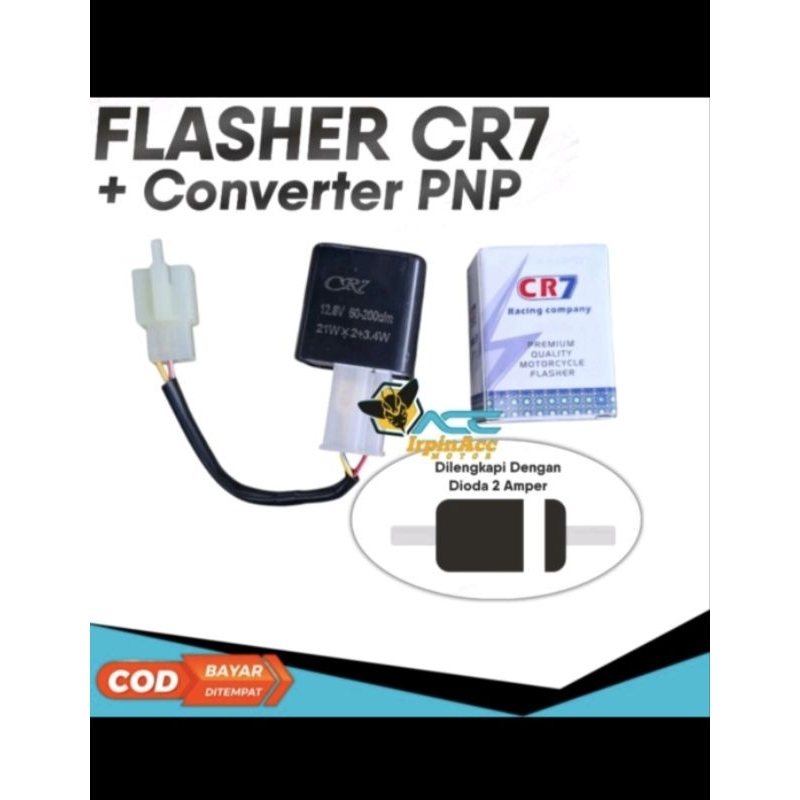 Flasher CR7 Plus Soket Konverter Dengan Dioda + Untuk Motor NMAX AEROX LEXI PCX VARIO LED NEW