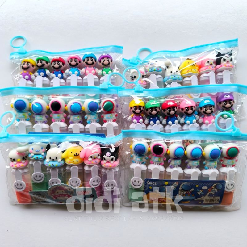 

Highlighter Karakter Kuromi Astronot & Super Mario Penanda Berwarna Lucu Isi 6 Pcs