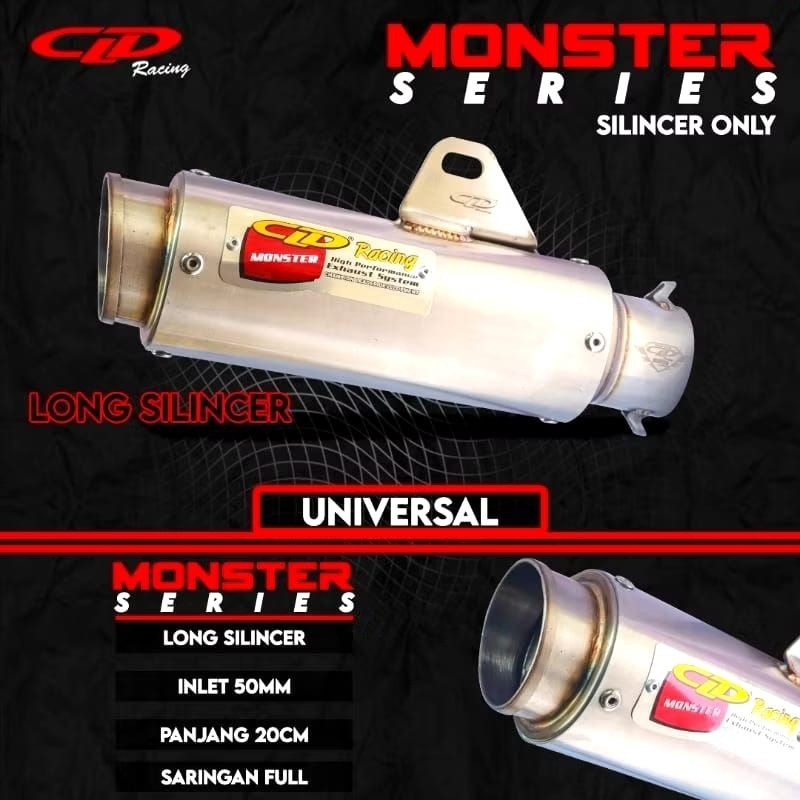 SILENCER SLENCER ONLY KNALPOT CLD RACING TYPE MONSTER RACE 17,5 cm 20 cm Inlet 50 mm