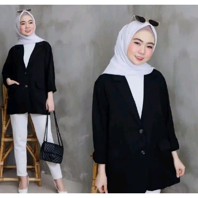 Blezer Kerja Wanita Jas Formal Premium Bahan Semi Wol Kantoran